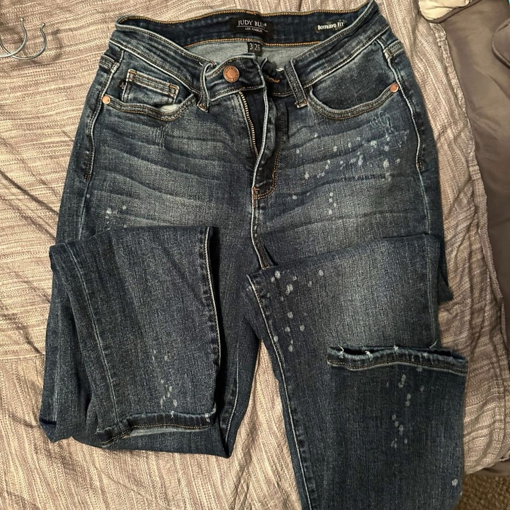 Judy Blue Boyfriend Jeans Blue Distressed Casual
